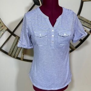 Croft & Barrow Striped Blue Top